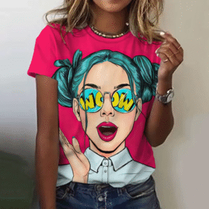 Koszulka damska WOW z grafiką w stylu pop-art